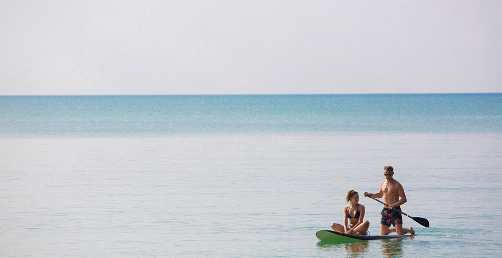 Calm ocean waters perfect for paddle boarding